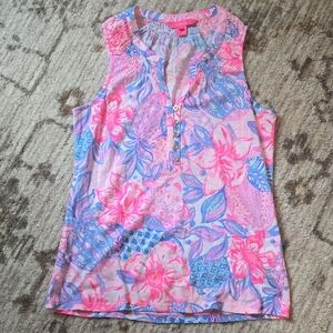 Lilly Pulitzer Pink and Blue Floral Tank Top
